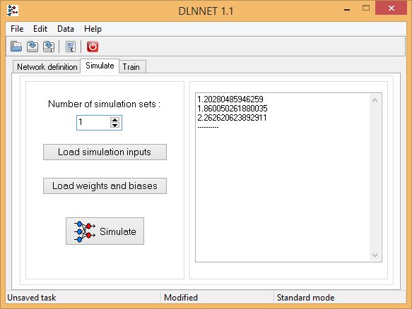 Program DLNNET - Simulace sítě