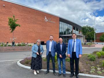 Representatives of the Faculty of Civil Engineering, BUT (from left: Radek Salajka, Aleš Rubina, Zdeněk Dufek) with LUT University Director Kirsi Taivalantti. | Photo: FCE BUT