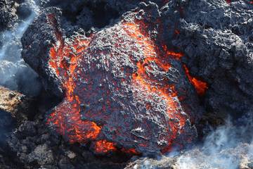 Solidifying basalt lava