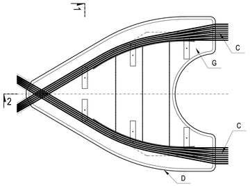 Saddle with alternating single strands of external cables