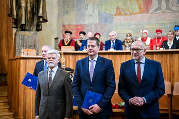Prsiden Pavel, professor Pěnčík and minister Bek at Carolinum | Author: Ministry of Education, Youth and Sports