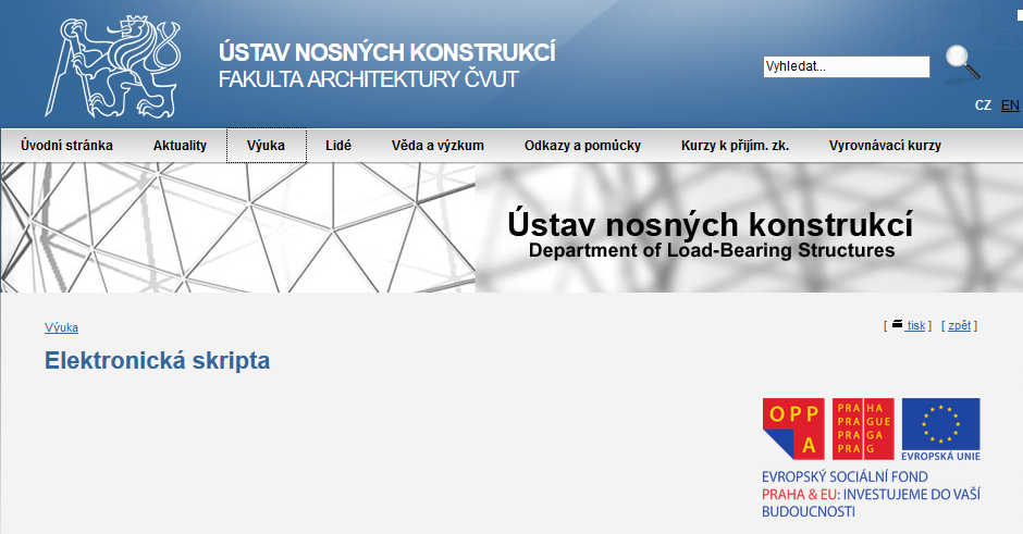 Zde maj bt Elektronick skripta Fakulty architektury VUT! Asi nen nastaveno vykreslovn obrzk.